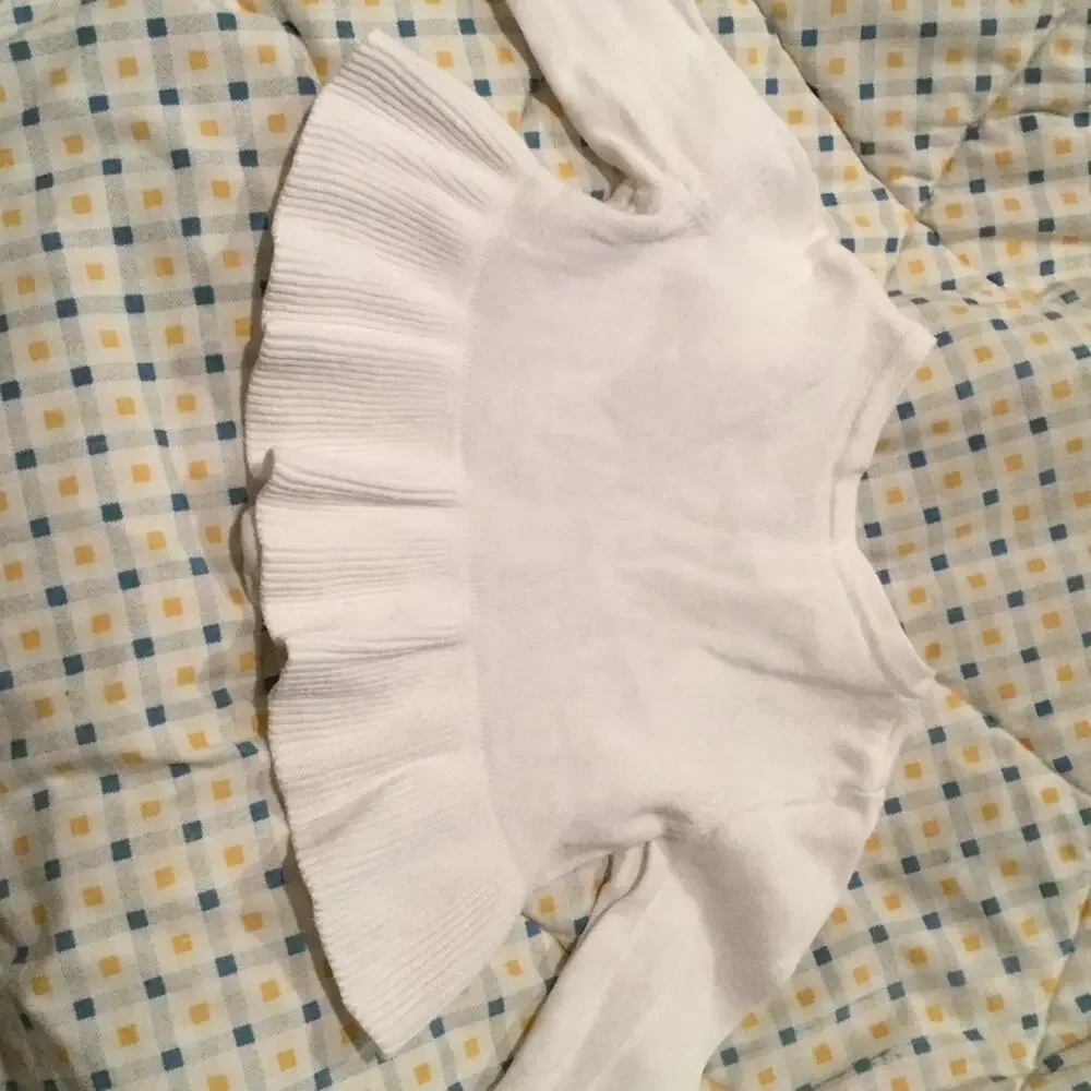 Gymboree White stain free ruffle peplum sweater